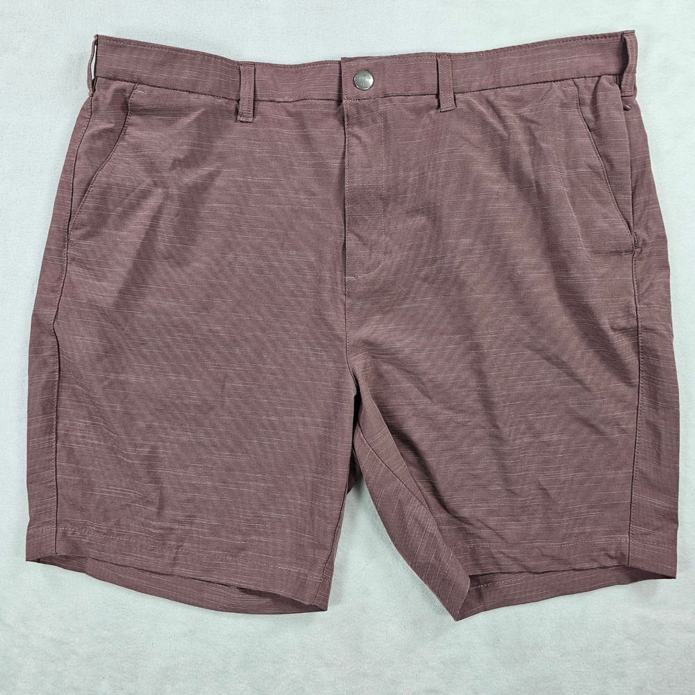 Apt 9 Premier Flex Mens Shorts 42 Mauve Pink Heathered Flat Front Golf Pockets